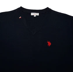 U.S. Polo Assn Strickpullover V-Neck Neal Dunkelblau/Rosa/Rot