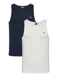 Tommy Jeans Tanktop TJM XSLIM 2PCK RIB TANK EXT Dunkelblau/Creme/Weiß