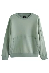 Next Sweatshirt Utility-Hoodie Rundhalssweatshirt Grün/Hellgrün/Dunkelgrün