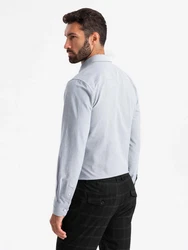 OMBRE Langarmhemd Elegantes Herren-Oxford-Hemd Grau/Hellblau/Blau