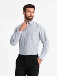 OMBRE Langarmhemd Elegantes Herren-Oxford-Hemd Grau/Hellblau/Blau