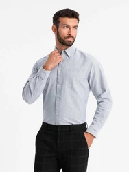 OMBRE Langarmhemd Elegantes Herren-Oxford-Hemd Grau/Hellblau/Blau