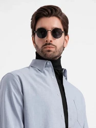 OMBRE Langarmhemd Elegantes Herren-Oxford-Hemd Hellblau/Grau/Blau