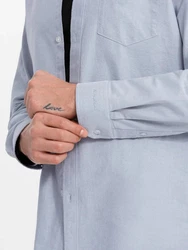 OMBRE Langarmhemd Elegantes Herren-Oxford-Hemd Hellblau/Grau/Blau