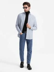 OMBRE Langarmhemd Elegantes Herren-Oxford-Hemd Hellblau/Grau/Blau