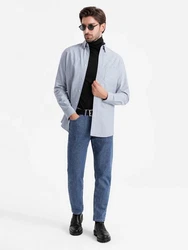 OMBRE Langarmhemd Elegantes Herren-Oxford-Hemd Hellblau/Grau/Blau