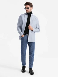 Langarmhemd Elegantes Herren-Oxford-Hemd mit Stickerei und Tasche