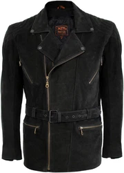MDM Motorradjacke Klassiker Chopper Look Schwarz/Creme/Dunkelgrün