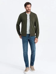 OMBRE Bomberjacke Baumwollsweatshirt für Männer Dunkelgrün
