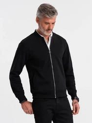 OMBRE Bomberjacke Baumwollsweatshirt für Männer Schwarz/Grau