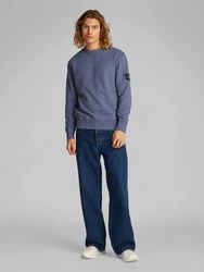 Calvin Klein Jeans Sweatshirt BADGE CREW NECK mit Logopatch Dunkelblau/Grau/Blau/Lila