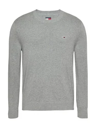 Tommy Jeans Rundhalspullover TJM SLIM ESSENTIAL LIGHT SWEATER Grau