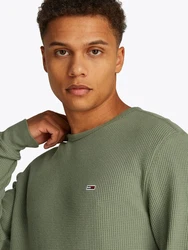 Tommy Jeans Langarmshirt TJM SLIM WAFFLE L/S TEE EXT Dunkelgrün/Khaki/Grün