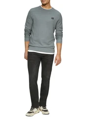 s.Oliver Strickpullover Rundhals Struktur-Optik Grau/Hellgrau/Hellblau/Dunkelgrau