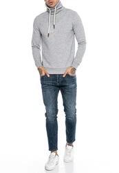 RedBridge Sweatshirt mit hohem Kragen und Taschen Grau/Hellgrau