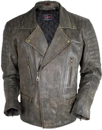 Motorradjacke Retro Motorradjacke Biker Lederjacke im Vintage Stil Mit Protektoren an Schulter, Ellenbogen und Rcken