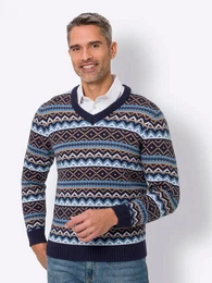 Sieh an! Strickpullover V-Ausschnitt-Pullover