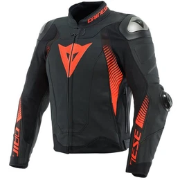 Motorradjacke Super Speed 4 Lederjacke schwarz-matt / fluo-rot 58