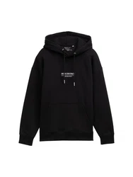 TOM TAILOR Denim Sweatshirt Hoodie mit Logo-Print Schwarz
