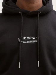TOM TAILOR Denim Sweatshirt Hoodie mit Logo-Print Schwarz