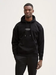 TOM TAILOR Denim Sweatshirt Hoodie mit Logo-Print Schwarz