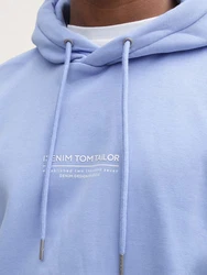 TOM TAILOR Denim Sweatshirt Hoodie mit Logo-Print Hellblau/Blau/Fliederfarben