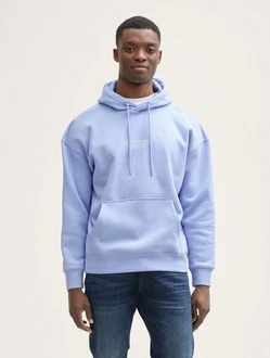 TOM TAILOR Denim Sweatshirt Hoodie mit Logo-Print Hellblau/Blau/Fliederfarben
