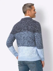 Sieh an! Strickpullover Polopullover Grau/Blau