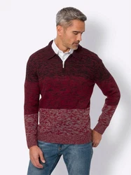 Sieh an! Strickpullover Polopullover Dunkelrot/Bordeaux/Lila/Braun
