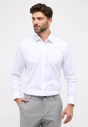 Eterna Langarmhemd Weiß/Braun/Creme