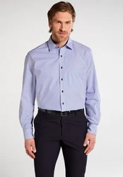 Eterna Langarmhemd Comfort Fit Hemd (8992 E15P) blau/wei (8992-16-E15P)
