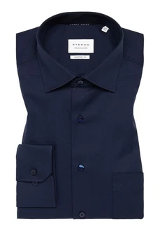 Eterna Businesshemd Comfort Fit Kentkragen Dunkelblau/Hellblau/Blau