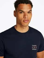 Tommy Hilfiger Rundhalsshirt HILFIGER STACK TEE Dunkelblau