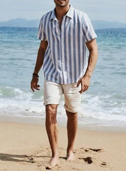 JMIERR Kurzarmhemd Freizeithemd Sommer Casual Hellblau/Blau