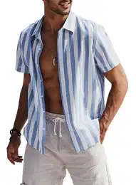 Kurzarmhemd Gestreiftes Hemd Herren Kurzarm Freizeithemd Sommer Casual S-3XL (Kurzarm, Kurzarm)
