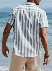 JMIERR Kurzarmhemd Freizeithemd Sommer Casual Hellblau/Grau/Blau
