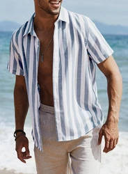 JMIERR Kurzarmhemd Freizeithemd Sommer Casual Hellblau/Grau/Blau