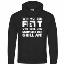 Kapuzenpullover Herren Kapuzenpullover Wir mssen Fett verbrennen schmei den Grill an Mit Print Motiv, Grafik