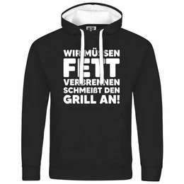 Kapuzenpullover Herren Kapuzenpullover Wir mssen Fett verbrennen schmei den Grill an Mit Print Motiv, Grafik