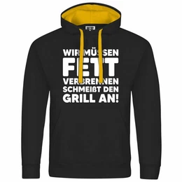 Kapuzenpullover Herren Kapuzenpullover Wir mssen Fett verbrennen schmei den Grill an Mit Print Motiv, Grafik
