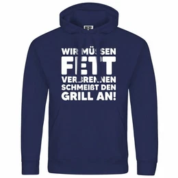 Kapuzenpullover Herren Kapuzenpullover Wir mssen Fett verbrennen schmei den Grill an Mit Print Motiv, Grafik