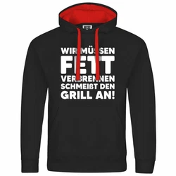 deinshirt Kapuzenpullover Herren Mit Print Motiv Schwarz/Grau/Rot