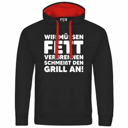Kapuzenpullover Herren Kapuzenpullover Wir mssen Fett verbrennen schmei den Grill an Mit Print Motiv, Grafik