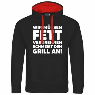 deinshirt Kapuzenpullover Herren Mit Print Motiv Schwarz/Grau/Rot