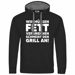 Kapuzenpullover Herren Kapuzenpullover Wir mssen Fett verbrennen schmei den Grill an Mit Print Motiv, Grafik