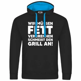 Kapuzenpullover Herren Kapuzenpullover Wir mssen Fett verbrennen schmei den Grill an Mit Print Motiv, Grafik