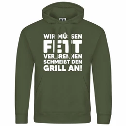 Kapuzenpullover Herren Kapuzenpullover Wir mssen Fett verbrennen schmei den Grill an Mit Print Motiv, Grafik