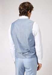 Roy Robson Anzugweste Slim Fit Grau/Hellblau/Blau