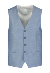 Roy Robson Anzugweste Slim Fit Grau/Hellblau/Blau