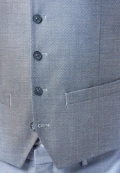 Roy Robson Anzugweste Slim Fit Grau/Hellblau/Blau